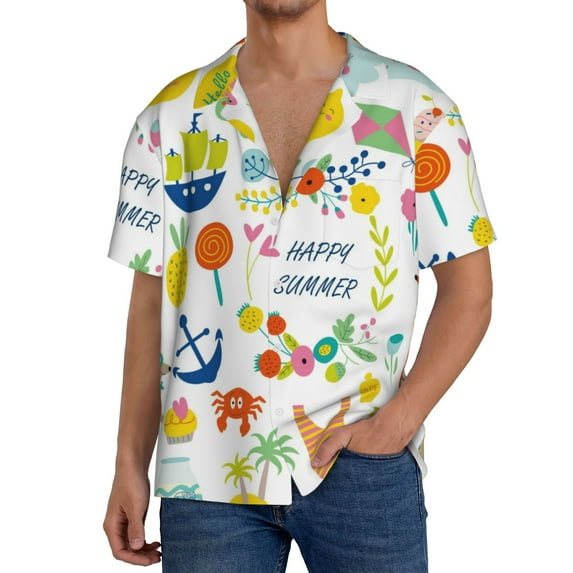Goofa Summer Animal Printed Men's Casual Short-sleeved Shirt,Lightweight Breathable Button-down,Summer Casual men's top,Versatile Fashion shirt-4X-Large