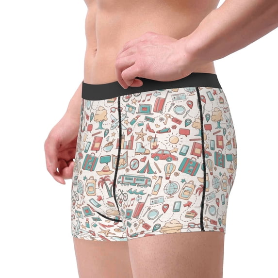 Goofa Summer Life Printed Men's Boxer Briefs Underwear, Moisture-Wicking Underwear, Trunk,Soft and Breathable Cotton Underwear-Medium
