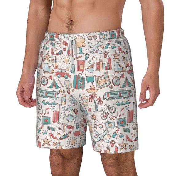 Goofa Summer Life Printed Men's Swim Trunks Board Shorts Quick Dry Mens Swimming Trunks with Compression Liner,Breathable Fit Hawaii Beach Shorts-Medium