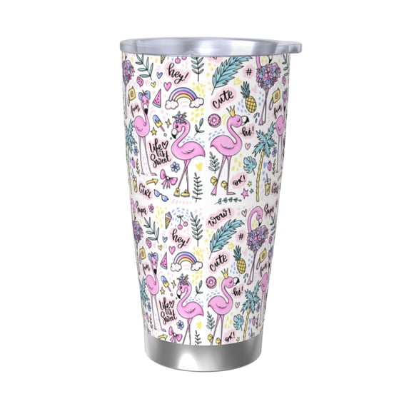 Goofa Summer with Flamingo for 20 oz Skinny Tumbler Stainless Steel Coffee Mug Slim Vacuum Insulated Travel Cup Car Cup-Without Straw