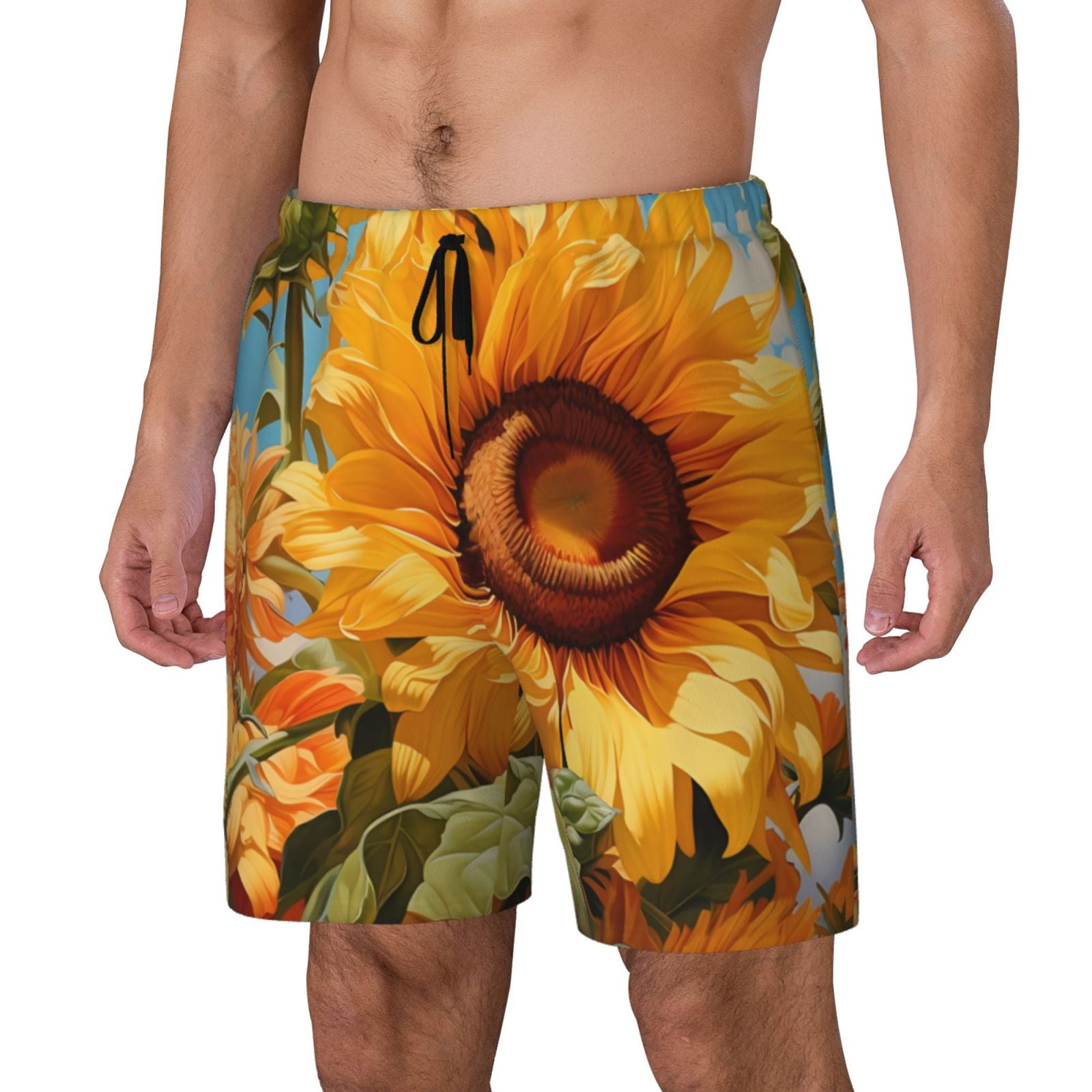 Blue Zigzag Sunflower Men's Shorts