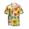 thumbnail image 1 of Goofa Sunflower Cornflower Poppy Hawaiian Shirt for Men, Unisex Summer Beach Casual Short Sleeve Button Down Shirts,Aloha Tropical Floral print shirt-Small, 1 of 9