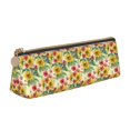 thumbnail image 1 of Goofa Sunflower Cornflower Poppy Pattern Pencil Case Portable Stylish Triangle Pencil Pouch with Zipper Leather Cosmetic Pouch Bag Makeup Cosmetic Pencil Pouch, 1 of 1