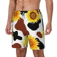 thumbnail image 1 of Goofa Sunflower Cow Printed Men's Swim Trunks Board Shorts Quick Dry Mens Swimming Trunks with Compression Liner,Breathable Fit Hawaii Beach Shorts-X-Large, 1 of 9