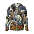 thumbnail image 1 of Goofa Sunflower Field Spotted Dog Printed Women's UPF 50+ Sun Protection Hoodie Jacket Lightweight Long Sleeve Sun Shirt for Women with Pocket Hiking Outdoor-Large, 1 of 9