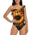 thumbnail image 1 of Goofa Sunflower Floral Butterfly Pattern Women's One Piece Swimsuits Tummy Control Bathing Suits Asymmetric One Shoulder Swimwear-X-Large, 1 of 6