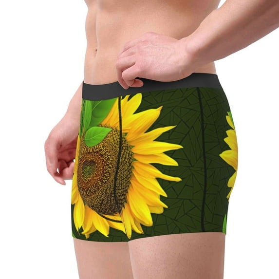 Goofa Sunflower Printed Men's Boxer Briefs Underwear, Moisture-Wicking Underwear, Trunk,Soft and Breathable Cotton Underwear-Medium