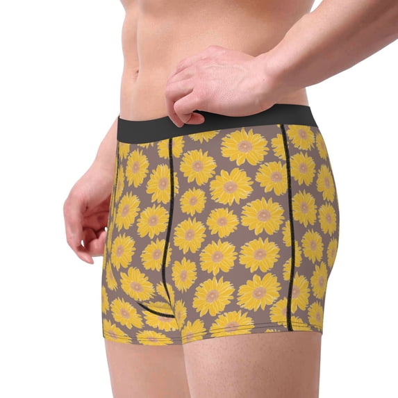 Goofa Sunflower Printed Men's Boxer Briefs Underwear, Moisture-Wicking Underwear, Trunk,Soft and Breathable Cotton Underwear-