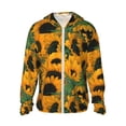 thumbnail image 1 of Goofa Sunflowers 7 Printed Women's UPF 50+ Sun Protection Hoodie Jacket Lightweight Long Sleeve Sun Shirt for Women with Pocket Hiking Outdoor-Small, 1 of 9