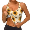 thumbnail image 1 of Goofa Sunflowers And Bee Printed Sports Bras for Women, High Impact Running Bra Workout Crop Tank Tops Longline Sports Bra Push up-XX-Large, 1 of 9