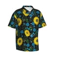thumbnail image 1 of Goofa Sunflowers And Blue Flower Hawaiian Shirt for Men, Unisex Summer Beach Casual Short Sleeve Button Down Shirts,Aloha Tropical Floral print shirt-3X-Large, 1 of 9