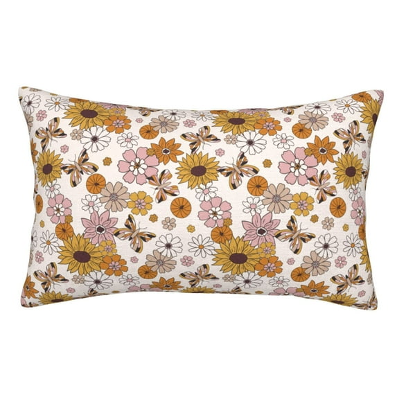 Goofa Sunflowers And Butterflies Print Plush Throw Pillow Case, Soft Velvet with Hidden Zipper, Decorative Cushion Cover for Sofa, Bed, Car, and Home Décor-14"x20"