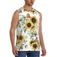 thumbnail image 1 of Goofa Sunflowers Leaves And Birds Printed Men's Sleeveless T-Shirt - Athletic Gym Workout Tank Top for Men - Moisture-Wicking, UPF 30+ Quick-Dry Muscle Tee-XX-Large, 1 of 8
