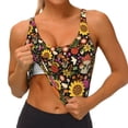 thumbnail image 1 of Goofa Sunflowers Mushrooms Printed Sports Bras for Women, High Impact Running Bra Workout Crop Tank Tops Longline Sports Bra Push up-, 1 of 9