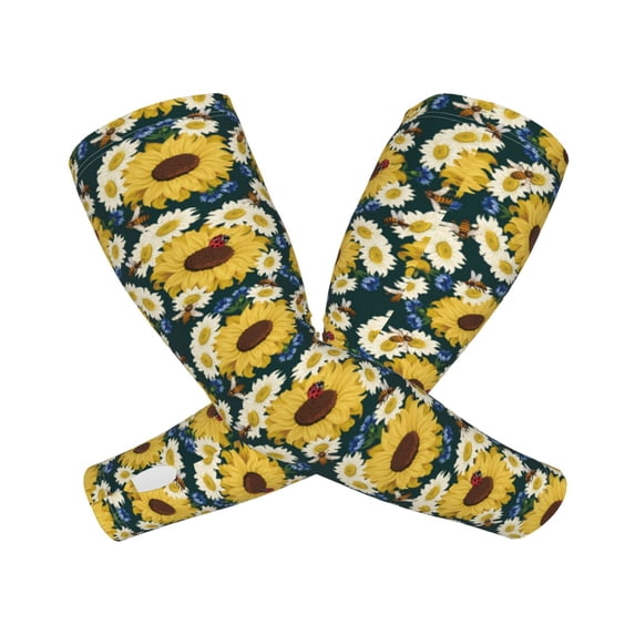 Goofa Sunflowers Pattern UV Sun Protection Arm Sleeves, UPF 50 Sports Cooling Arm Compression Sleeves for Men Women Teenager