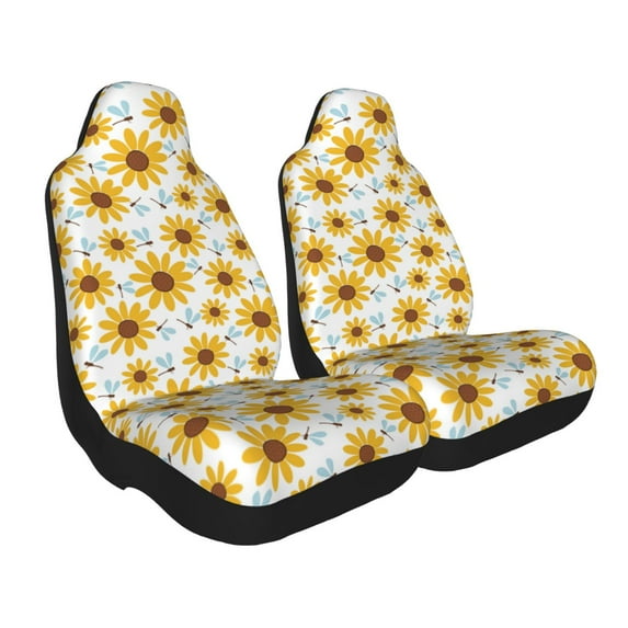 Goofa Sunflowers Printed Car Seat Covers, Automotive Seat Covers for Cars Trucks and SUVs, Quick Setup Universal Fit Elastic Seat Covers-2 PCS