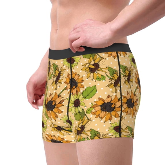 Goofa Sunflowers Printed Men's Boxer Briefs Underwear, Moisture-Wicking Underwear, Trunk,Soft and Breathable Cotton Underwear-