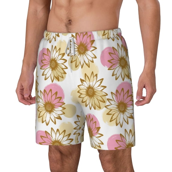 Goofa Sunflowers Printed Men's Swim Trunks Board Shorts Quick Dry Mens Swimming Trunks with Compression Liner,Breathable Fit Hawaii Beach Shorts-XX-Large