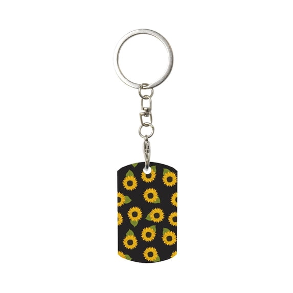 Goofa Sunflowers Printed Rectangular Metal Keychain Bag Charm Floral Charm for Purse Keys Metal Keyring Gift for Women Accessories
