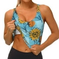 thumbnail image 1 of Goofa Sunflowers Printed Sports Bras for Women, High Impact Running Bra Workout Crop Tank Tops Longline Sports Bra Push up-X-Large, 1 of 9