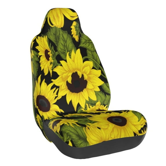 Goofa Sunflowers In Vintage Pattern Elastic Car Seat Cover - Stretchable Auto Seat Protector, Easy to Install and Clean for Cars, SUVs, Trucks, and Vans