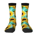 thumbnail image 1 of Goofa Sunflowers With Green Leaves Printed Men's Crew Socks, Soft Durable Breathable Moisture-Wicking with Odor Control Cotton socks, 1 of 9