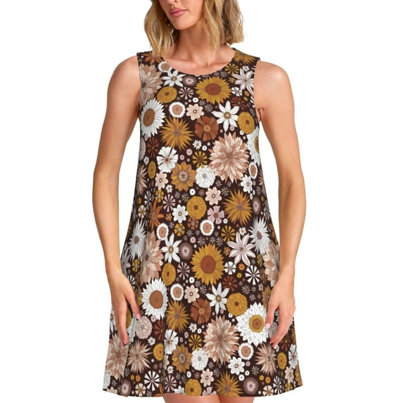 Goofa Sunflowers for Summer Dresses for Women – Beach Floral Sundress, Casual Pockets Boho Tank Dress for Hot Days