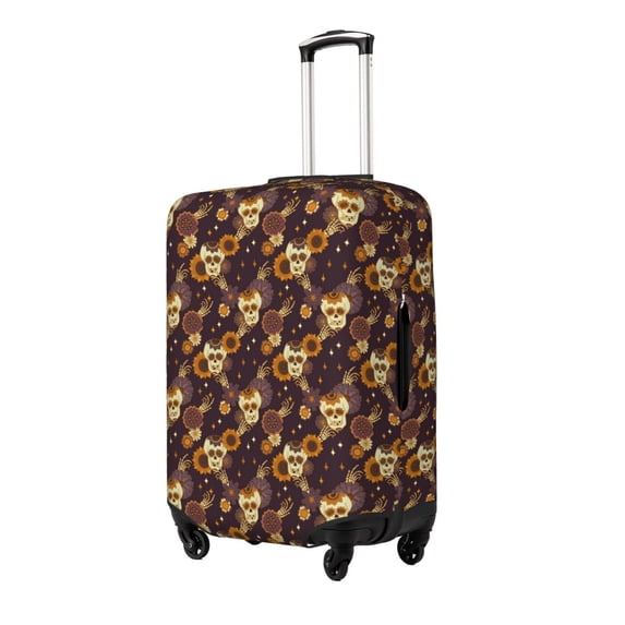 Goofa Sunflowers with Skull and Hand Pattern Luggage Covers For Suitcase,Suitcase Cover Protector Fit 18-32 Inch Luggage-Large