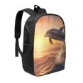 thumbnail image 1 of Goofa Sunset Dancing Dolphin A Pattern 17in Student Backpack - School, Travel, Work Bookbag -Laptop Backpack,Water Resistant College School Computer Bag, 1 of 6