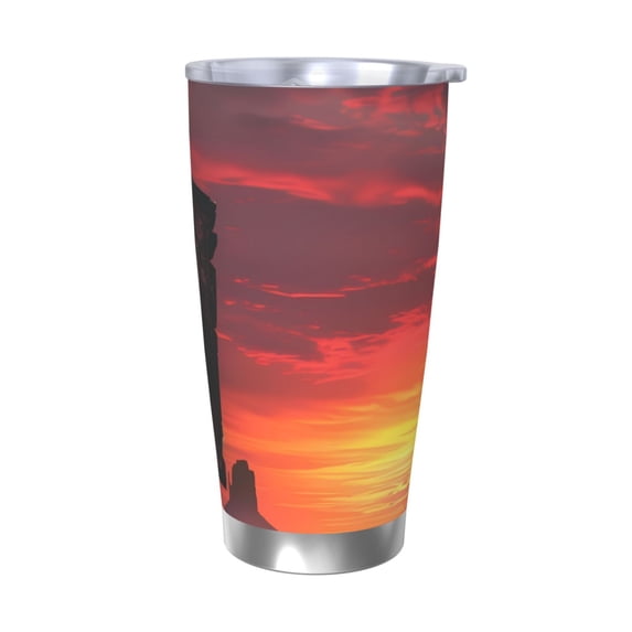 Goofa Sunset Western Desert Cowboy for 20 oz Skinny Tumbler Stainless Steel Coffee Mug Slim Vacuum Insulated Travel Cup Car Cup-Without Straw