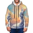 thumbnail image 1 of Goofa Sunshine Colorful Cloud Rabbit Pattern Mens Full-zip Hoodie, Zip-up Pullover Hooded Sweatshirt, Kangaroo Pocket Hoodie Ideal for Daily Wear, Travel, and Home-XX-Large, 1 of 5