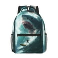 thumbnail image 1 of Goofa Surfing Shark Pattern Comfortable Student Backpack - Ergonomic Design, Durable, Water-Resistant, Multi-Compartment,Travel, and Outdoor Activities, 1 of 5