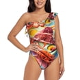 thumbnail image 1 of Goofa Surreal Seafood Extravaganza Pattern Women's One Piece Swimsuits Tummy Control Bathing Suits Asymmetric One Shoulder Swimwear-Medium, 1 of 1
