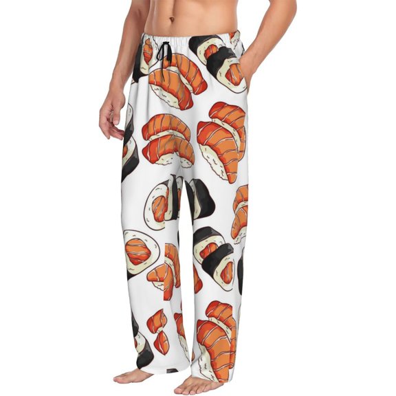 Goofa Sushi Roll Printed Soft Pajama Pants for Men, Wide Leg Comfy Casual Lounge Yoga Pants-X-Large