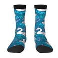 thumbnail image 1 of Goofa Swan On The Pond Printed Men's Crew Socks, Soft Durable Breathable Moisture-Wicking with Odor Control Cotton socks, 1 of 9