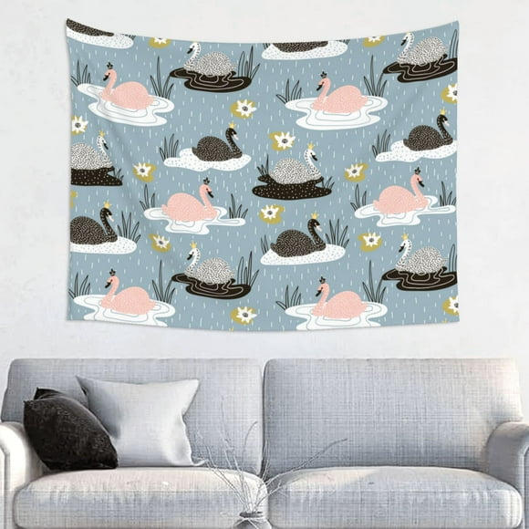 Goofa Swan Princess On Lake Pattern Wall Tapestry for Bedroom ,29x37 Inch Tapestry Wall Hanging Bedspread Tapestry Boho Tapestry