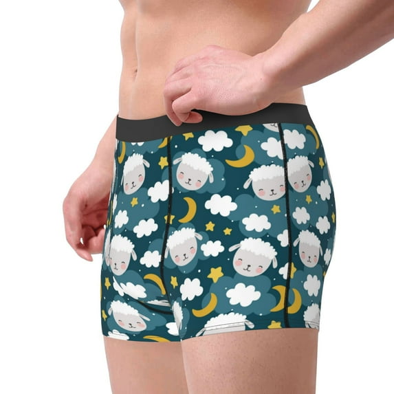 Goofa Sweet Dream Lamb Printed Men's Boxer Briefs Underwear, Moisture-Wicking Underwear, Trunk,Soft and Breathable Cotton Underwear-Medium