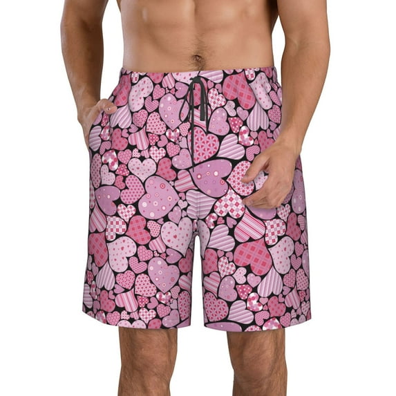 Goofa Sweet Heart Printed Mens Swim Trunks Summer Quick Dry Short Beach Swimwear Bathing Suits-