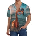 thumbnail image 1 of Goofa Swimming Goggled Flamingo Printed Men's Casual Short-sleeved Shirt,Lightweight Breathable Button-down,Summer Casual men's top,Versatile Fashion shirt-XX-Large, 1 of 7