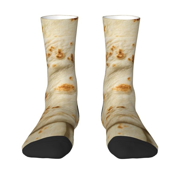 Goofa Taco Tortillas Printed Men's Crew Socks, Soft Durable Breathable Moisture-Wicking with Odor Control Cotton socks
