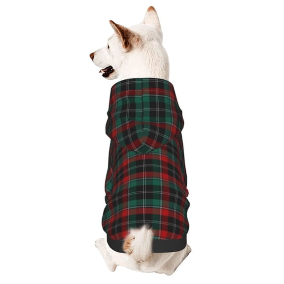 Goofa Tartan Plaid Pattern Small Dog Sweater Hoodies Pet Grey Hooded Soft Fleece Sweatshirts with Pocket Fall Winter Puppy Cat Sweaters Warm Clothes-