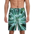 thumbnail image 1 of Goofa Teal Cactus Pattern Men's Pajama Short Sleep Shorts Soft Comfortable Breathable Pajamas Shorts with Pockets-X-Large, 1 of 6
