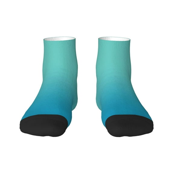 Goofa Teal Turquoise Pattern Non Slip Socks with Grips for Elderly, Crew Socks Yoga Hospital Socks Cushioned Sole Gripper Socks for Men Women