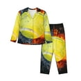 Goofa Tennis Ball In Fire And Water Printed Women’s 2 Piece Pajama Set