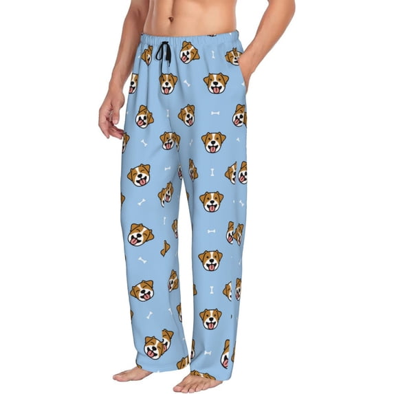 Goofa Terrier Printed Soft Pajama Pants for Men, Wide Leg Comfy Casual Lounge Yoga Pants-Small