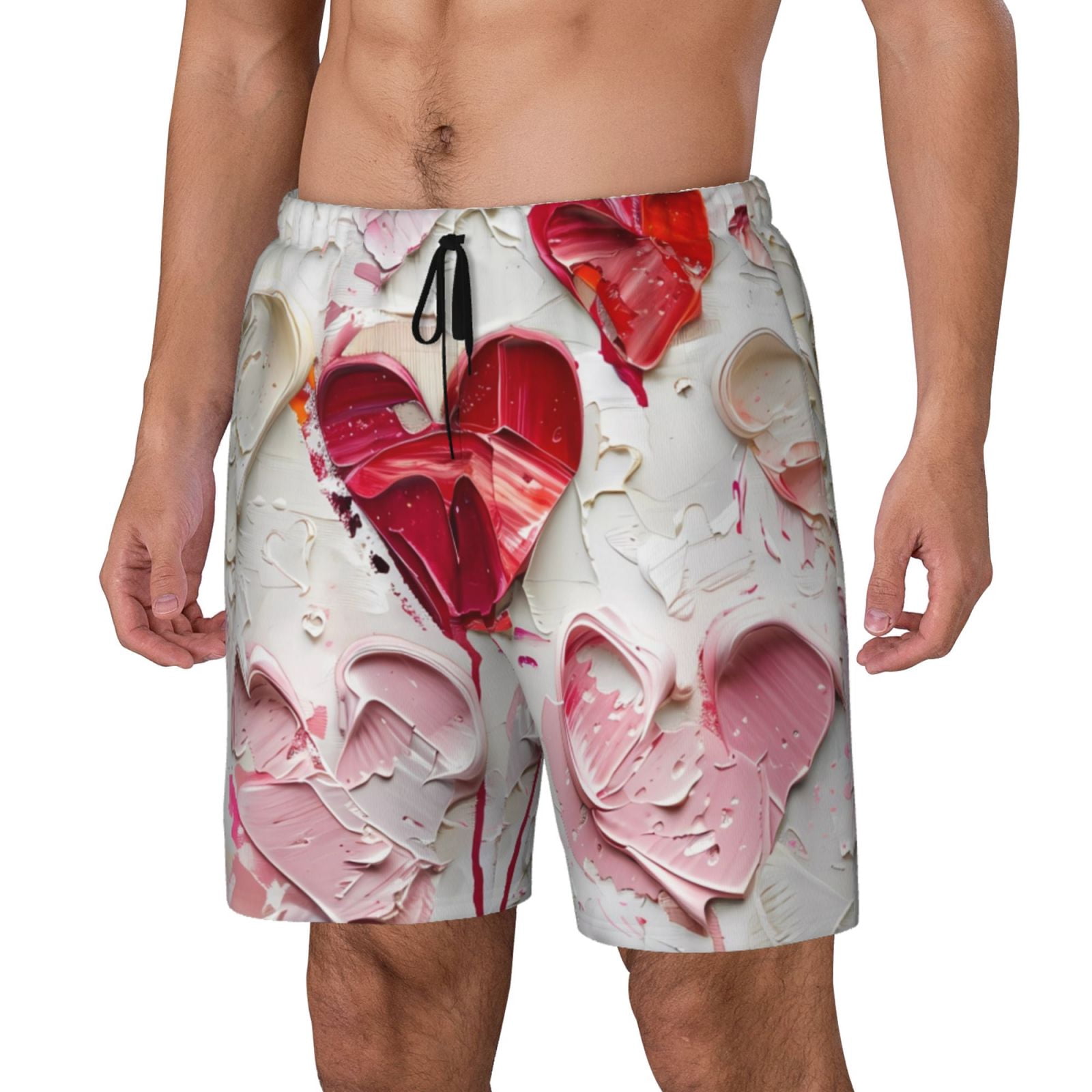 Heart Design Trunks Goofa Textured Heart Abstract Art Printed Men's Swim Trunks Board ...