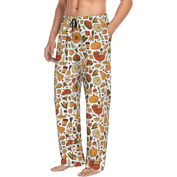Goofa Thanksgiving Food Printed Soft Pajama Pants for Men, Wide Leg Comfy Casual Lounge Yoga Pants-XX-Large