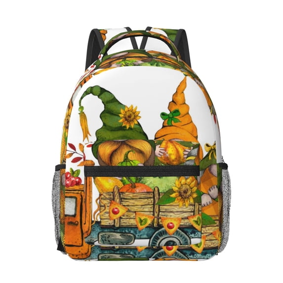 Goofa Thanksgiving Truck Pattern Comfortable Student Backpack - Ergonomic Design, Durable, Water-Resistant, Multi-Compartment,Travel, and Outdoor Activities