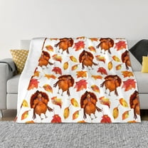 Goofa Thanksgiving Turkey Leaves Pattern Fleece Throw Blanket for Couch, Soft Checkered Flannel Blanket for Sofa, Warm Cozy Decorative Blanket Fall Decor Gift-40"x30"