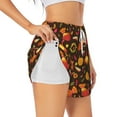 thumbnail image 1 of Goofa Thanksgiving Turkey Printed Women 2 in 1 Running Shorts,Quick Dry Athletic Workout Shorts,High Waisted Athletic Shorts with Liner Pockets-Small, 1 of 9